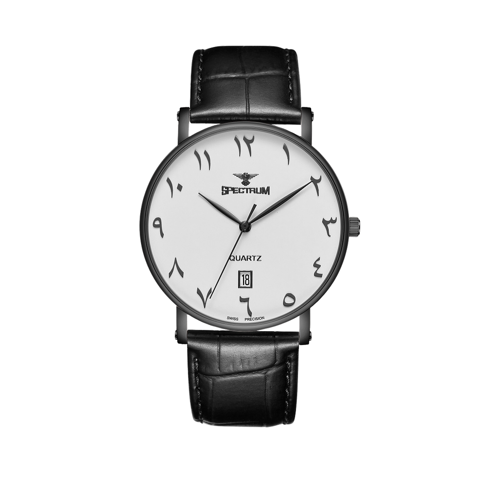 Leather MEN's Black Watch - S17097M-9 — Spectrum